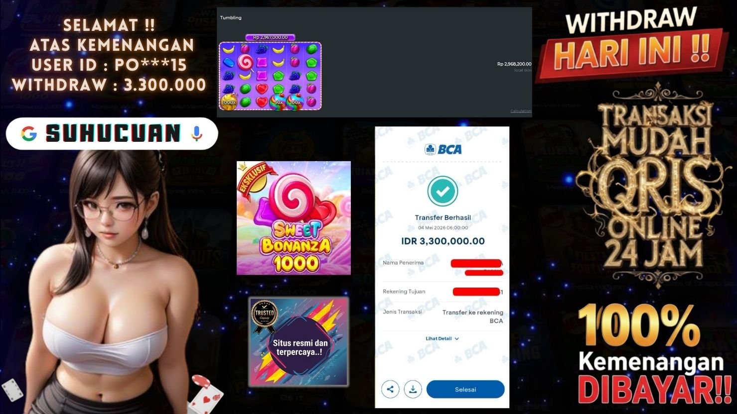 SUHUCUAN JACKPOT SLOT SWEET BONANZA 1000